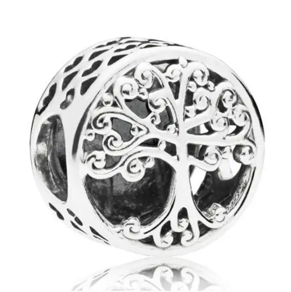 

Genuine 925 Sterling Silver Bead Charm Openwork Family Tree Roots With Blooming Branches Beads Fit pan Bracelet & Necklace