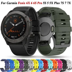 26 22 20MM Silicone Watchband Strap For Garmin Fenix 6X 6 6S Pro 5 5X 5SPlus 7X 7 7S Epix 3HR QuickFit Wristband Bracelet correa