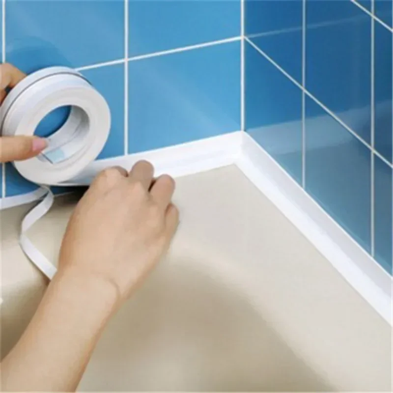 3.8cmx1m Shower Bath Sealing Strip Tape Sticker For Bathroom Kitchen Accessories Caulk Self Adhesive Waterproof Wall Sink Edge