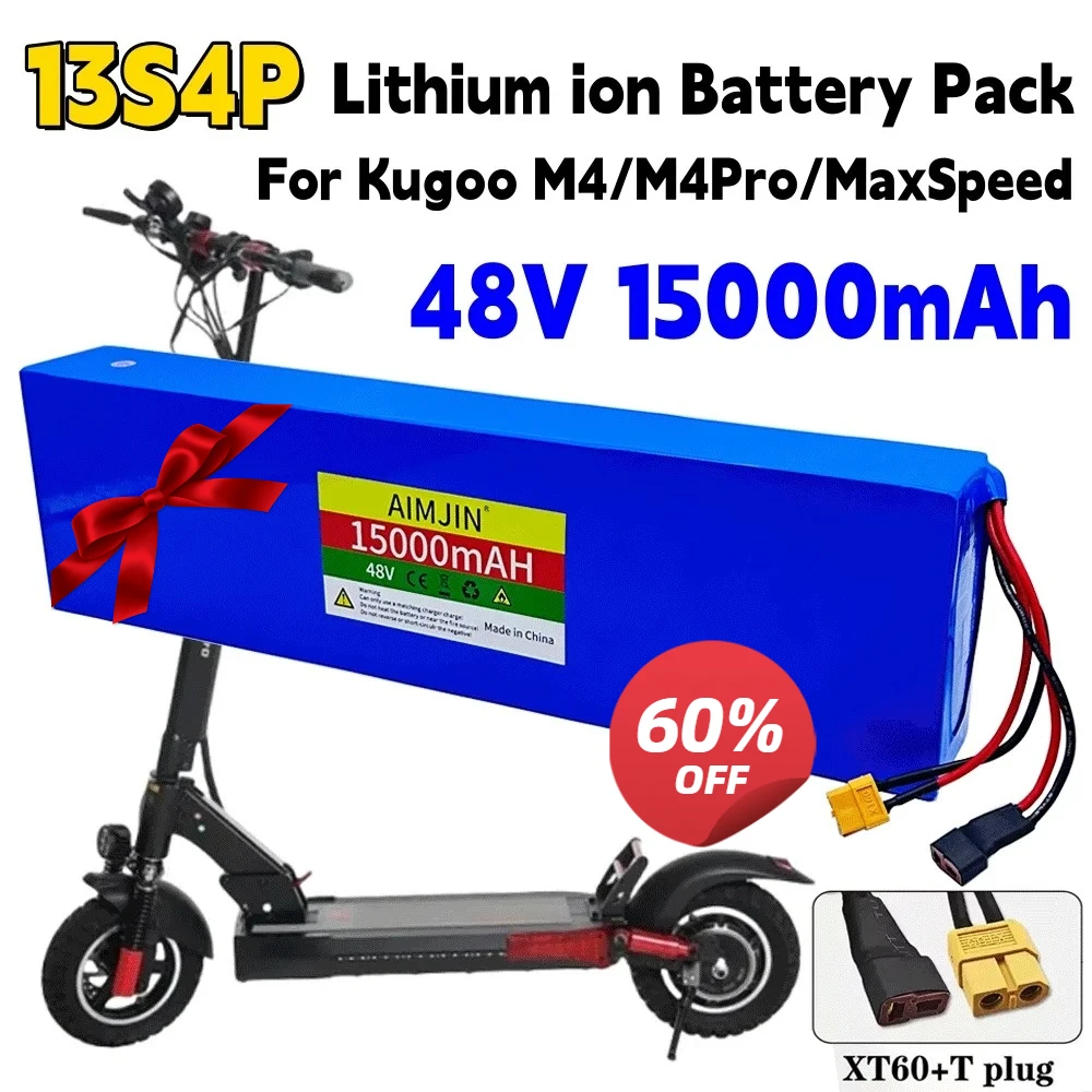 

48V, 15Ah Lithium ion Battery Pack 18650 High Capacity 15000mah For Electric Scooter Kugoo M4/M4Pro/MaxSpeed