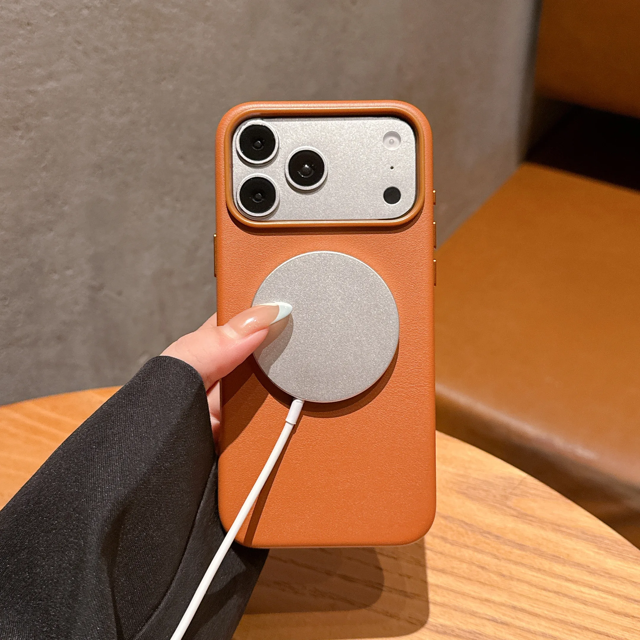 Funda magnética de cuero sintético para iPhone 18 Pro Max, 17, 16, 15, 14 Plus, 13, 12, compatible con la carga inalámbrica MagSafe y con protección contra golpes.