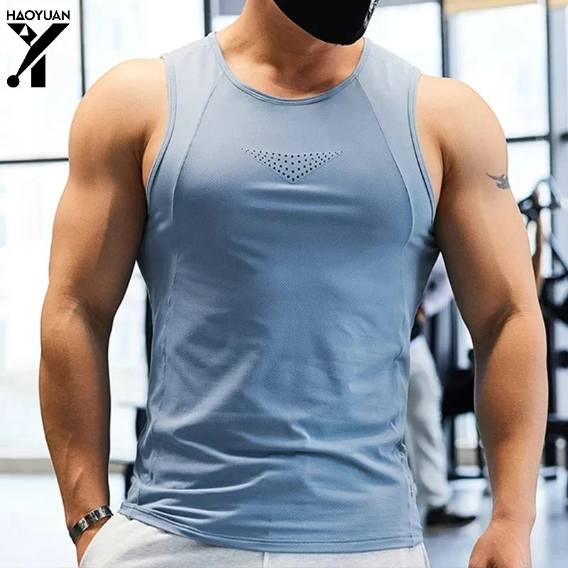 Men Running Tank Tops Outdoor Workout Marathon Sleeveless Vest Mesh Sports Clothes Gym Jogging Underwear Fitness Tees Shirts