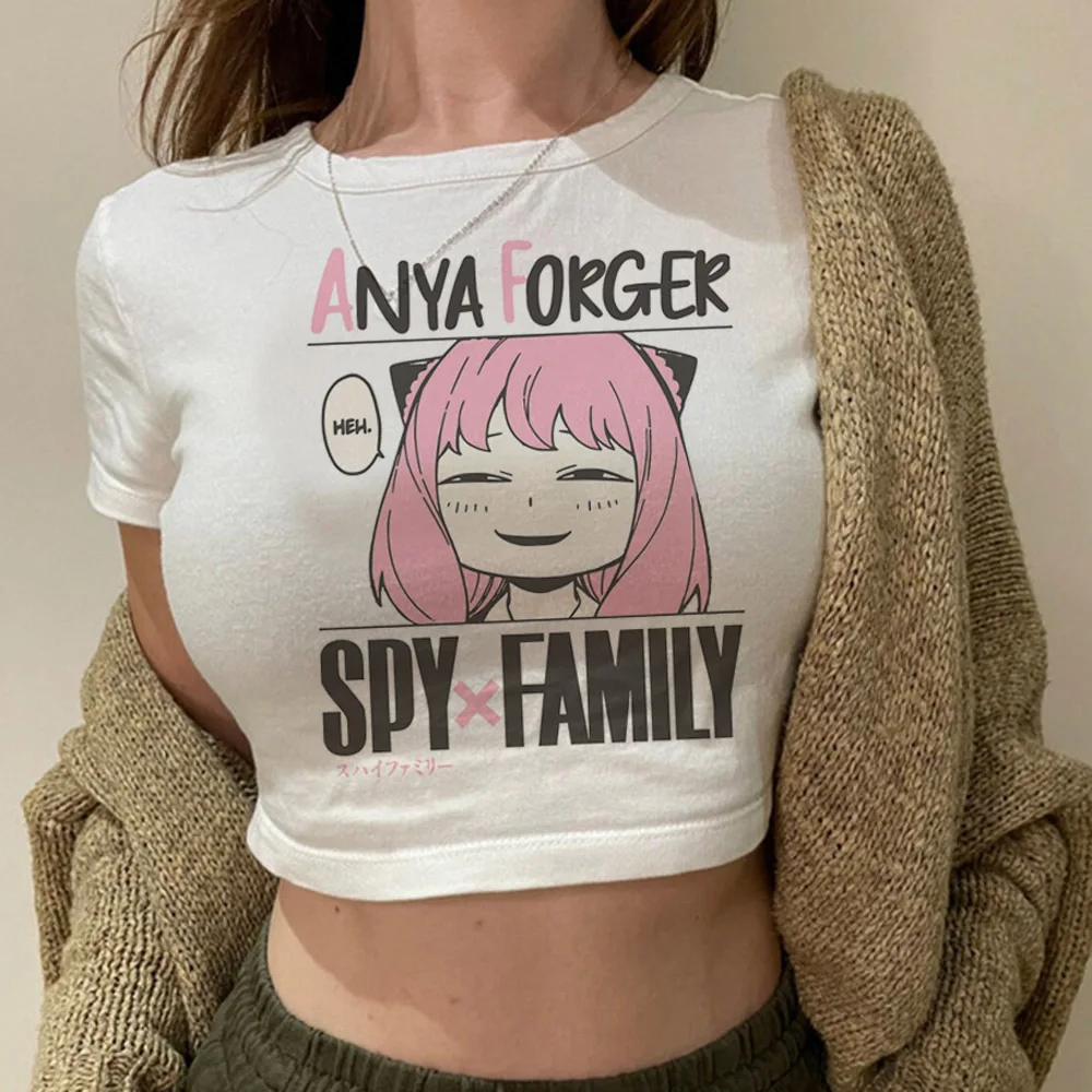 Anya Spy X Family Crop Top Recortado Gyaru Lindo Hada Slim Fit Lindo Grungecamisetas Harajuku كم ملابس جمالية غير رسمية