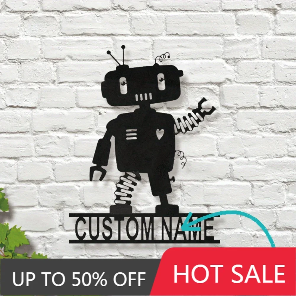 

Forged Custom Iron Art Tailored Metal Wall Sign with Personalized Robot Wall Art in Contemporary Style Versatile Decor Ideal Gif
