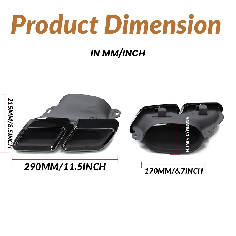 Car Quad Exhaust Tip Stainless Steel For Mercedes Benz C63 W205 C200 C300 C180 C260 2015+ Muffler Tips Tailpipe Nozzle
