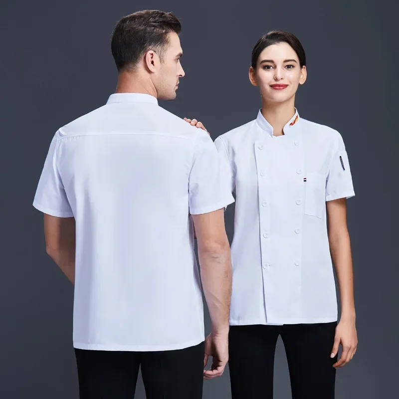 Sommer koch Uniform Hemd Männer und Frauen Food Service Restaurant Küchen jacke Kantine Hotel Kurzarm Koch mantel Arbeits kleidung