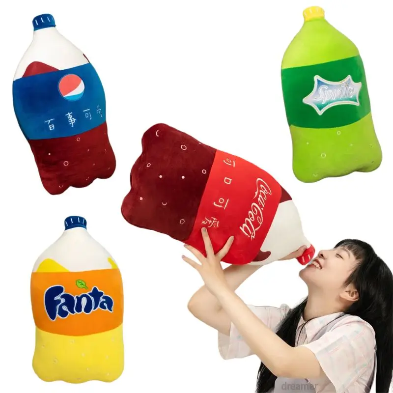 

55cm Simulation Carbonated Drink Plush Pillow Funny Sprite Cola Fanta Soda Soft Stuffed Cartoon Doll Back Cushion Best Gift