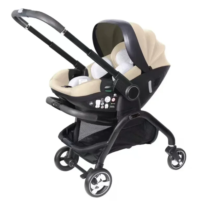 4 In 1 Pasgeboren Kinderwagen Multifunctionele Autostoel Lichtgewicht Vierwielige Kinderwagen Deluxe Tweeweg Kinderwagen