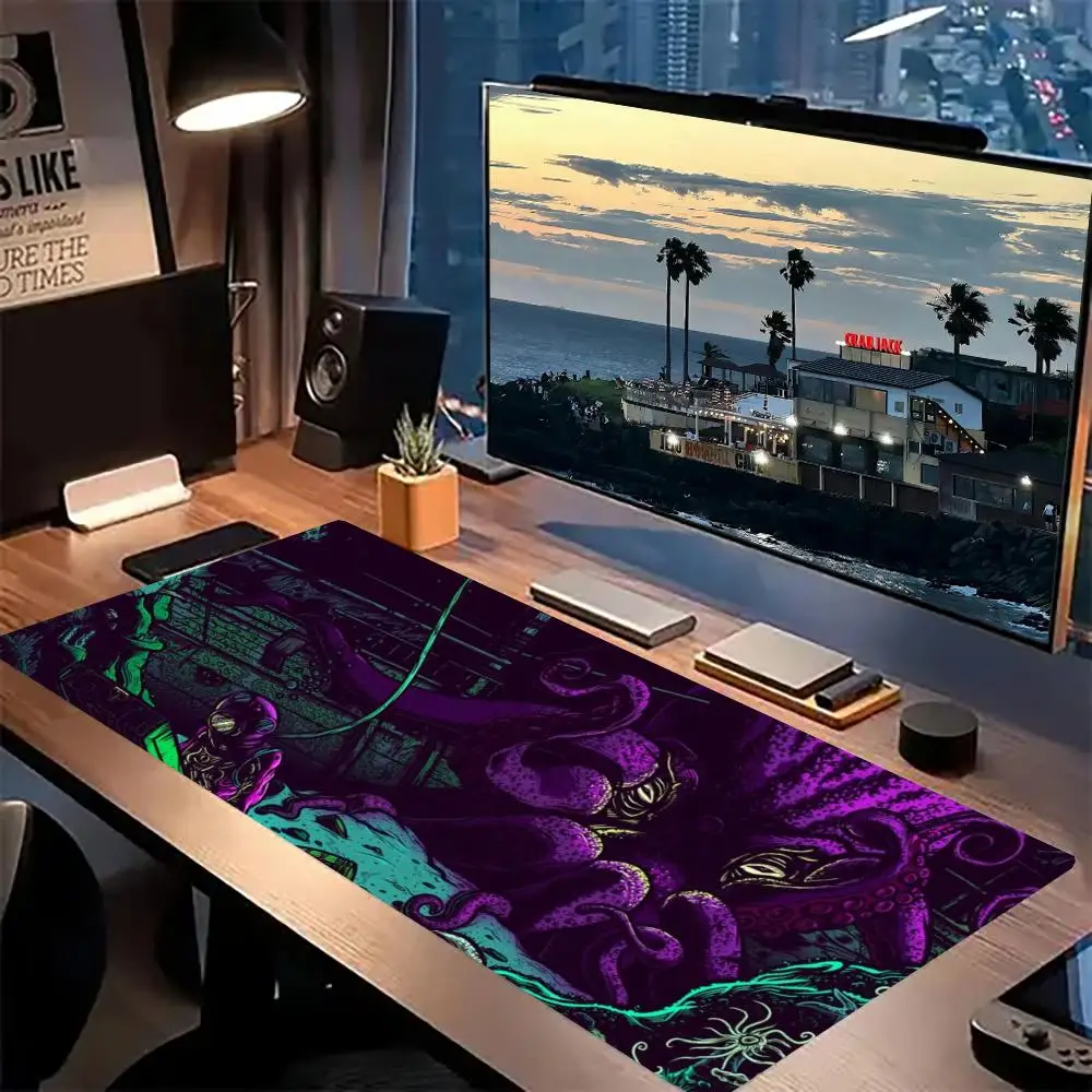 Motivo mostro marino e subacqueo retrò, adatto per mouse e tastiera, materiale in gomma antirughe e fondo antiscivolo