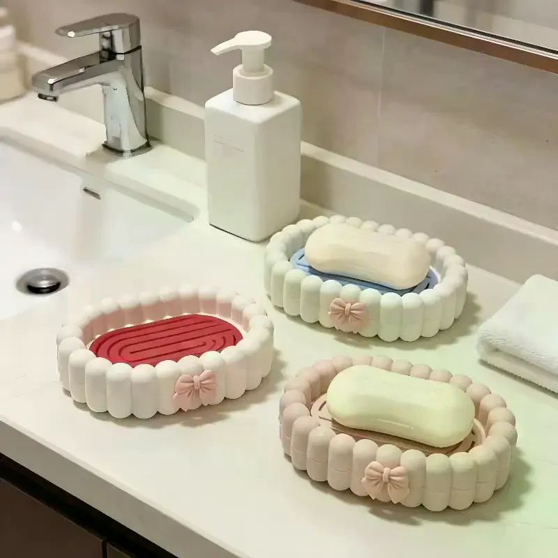 [MOA]Ins High-end Feel Soap Box, Bathroom Drain Soap Box, Household Non Perforated Countertop Soap Storage Rack[MOA]