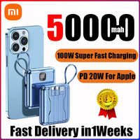 Xiaomi 50000mah Power Bank 100W Super Fast Charge Large Capacity 4 in 1 Cables Portable External Battery For Iphone Samsung