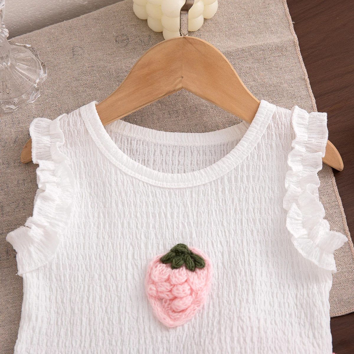 2-teiliges Baby-Set Sommer Baumwolle Frucht Ärmelloses Oberteil Schleife Shorts Baby Mädchen Set Cartoon Niedlich Strand Baby Mädchen Kleidung – Detail 6