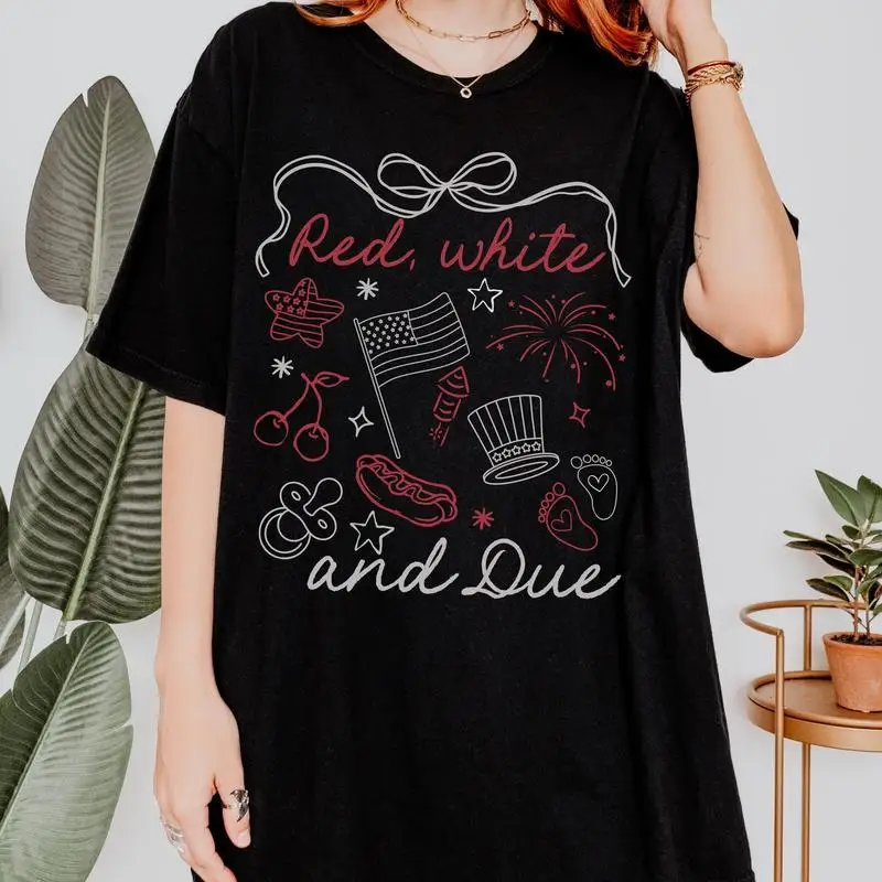 

red white and due shirt, 4th of July pregnancy reveal shirt, summer pregnancy announcement tee, expecting mom to be t-shirt