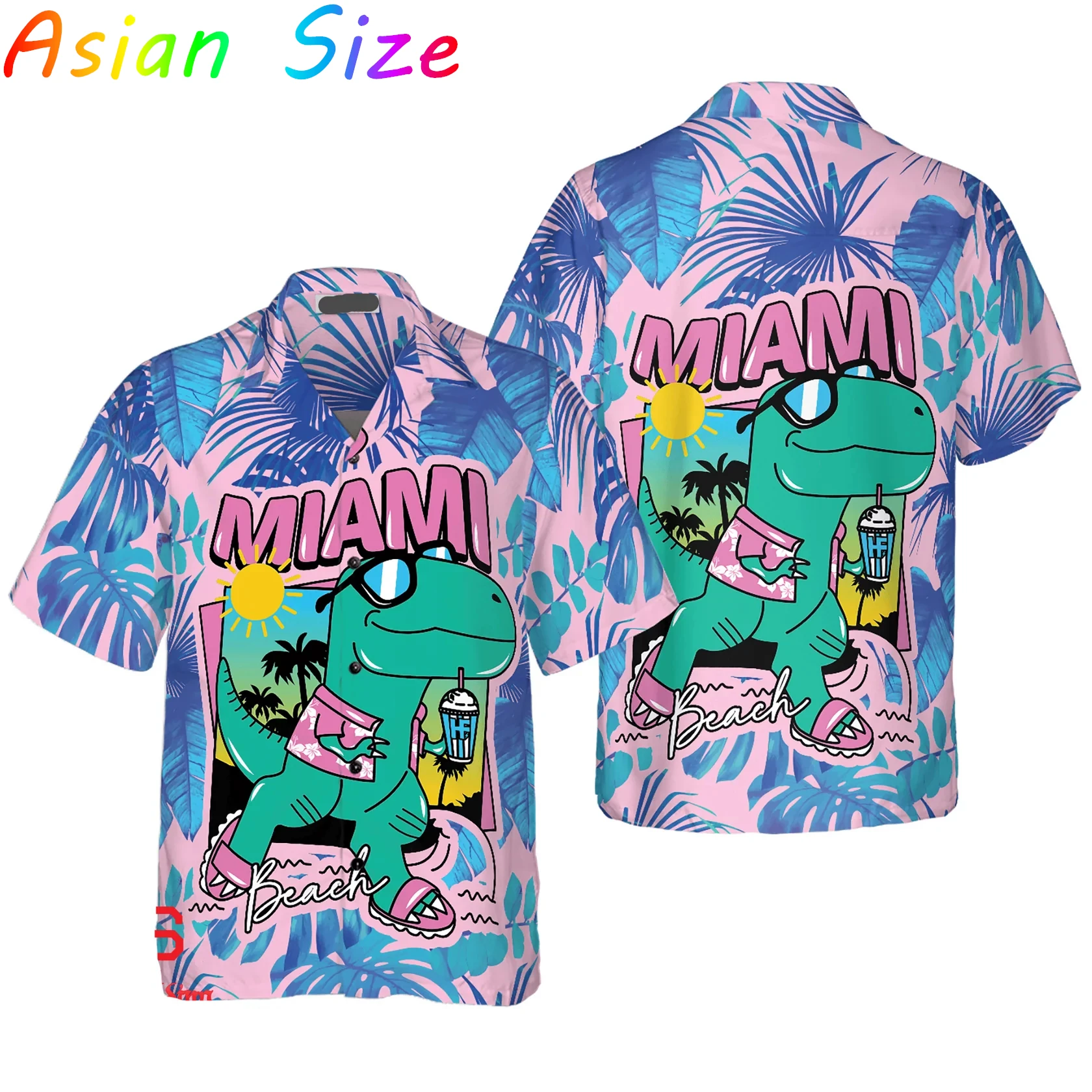 

3D Printed Cartoon Dinosaur Rex Shirts For Men Clothes Funny Animal Tropical Blouses Hawaiian Male Short Sleeve Button Up Camisa