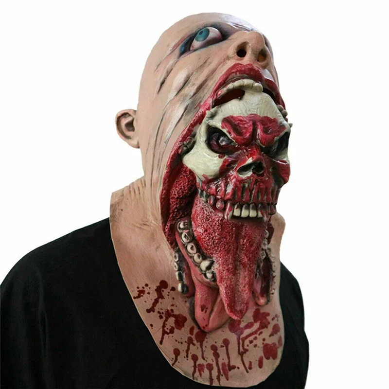 Party Mask Halloween Cosplay Zombie Masks Horror Rotten Face Simulation Latex Hood Haunted House Tricky Props Horror Theme