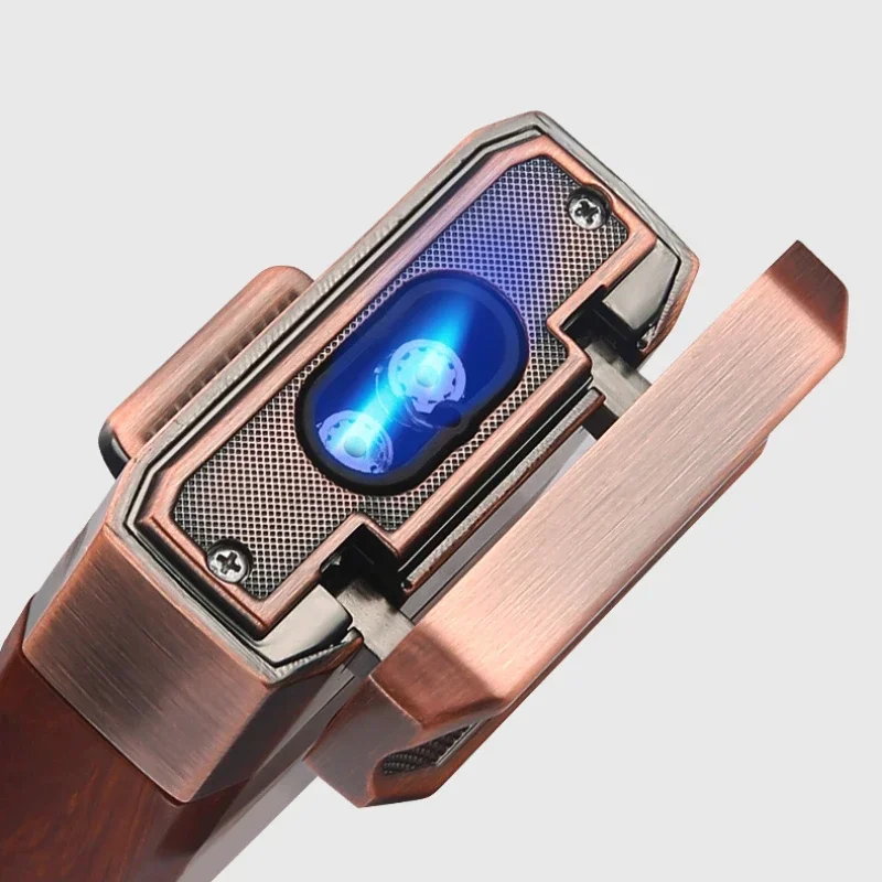 Honest New Deluxe Cigar Lighter with V Shape Blade Cigar Holder Double Nozzle Flame Butane Refillable Torch Lighter Smoker Gift