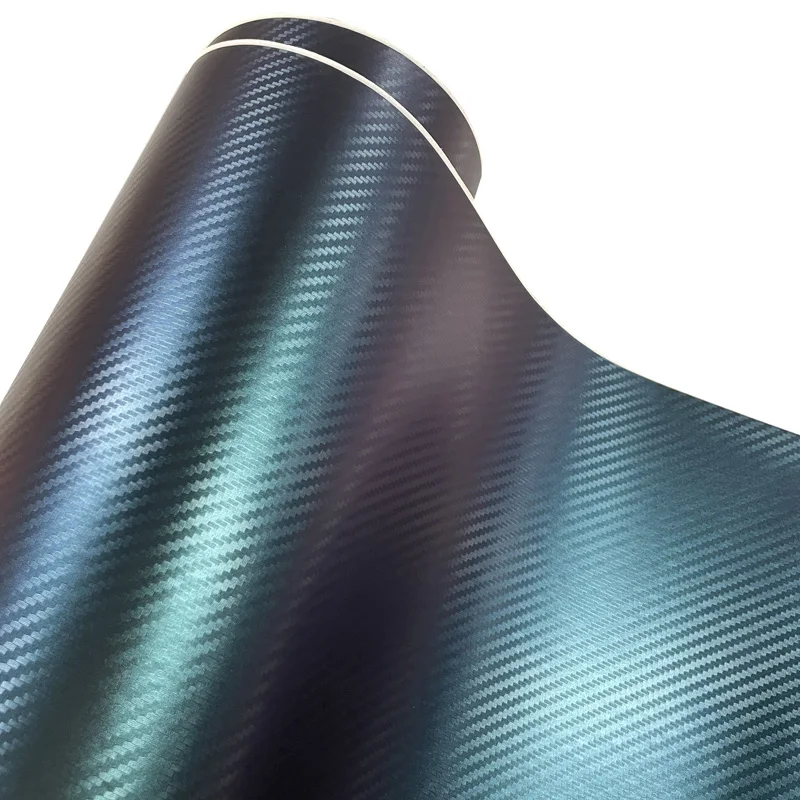 Premium 3D Chameleon Carbon Fiber Vinyl Wrap Roll Green to Purple Color Shift Self Adhesive Decal Sticker Car Wrapping Foil view 5