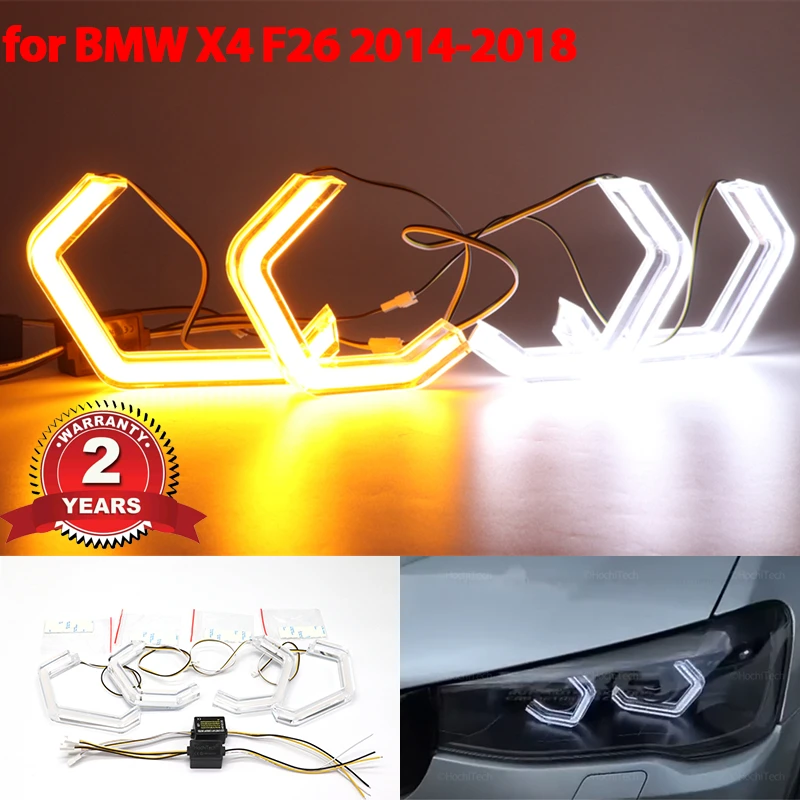 M4 style LED Angel Eyes Kit  Ring Headlight Lamps For BMW X4 F26 2014-2018 Ultra Bright Refit Day Light turn signal light