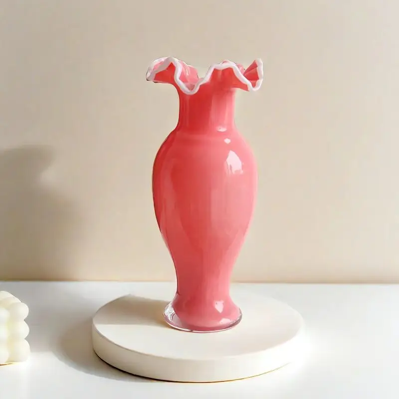 French retro tall lily of the valley wind lamp vase medium ancient glaze high art glass flower vase flower arrangement