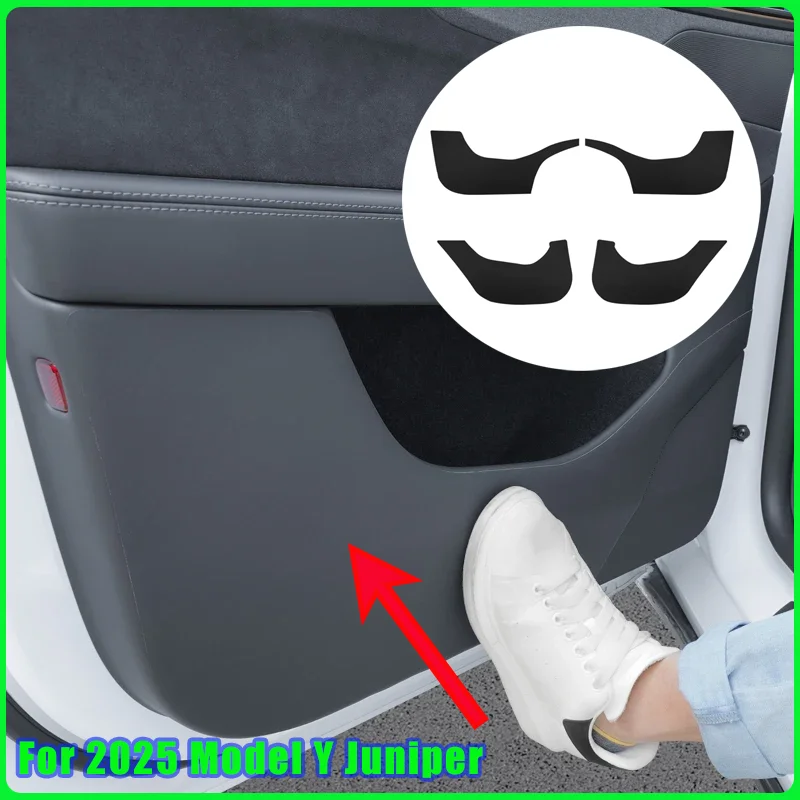 

4pcs Car Door Anti-Kick Pad For Tesla Model Y Juniper 2025 Leather Trim Kit Side Door Protector Cover Car Interior Sticker