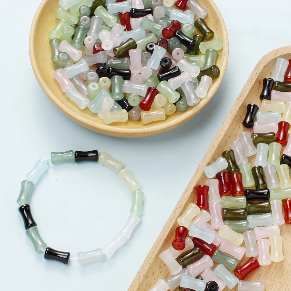 50 Stück 12x6mm Glasperlen in verschiedenen Farben, säulenförmige, röhrenförmige lose Perlen, bambusförmige Abstandshalterperlen für DIY-Schmuckherstellung, Armbänder – Detail 9