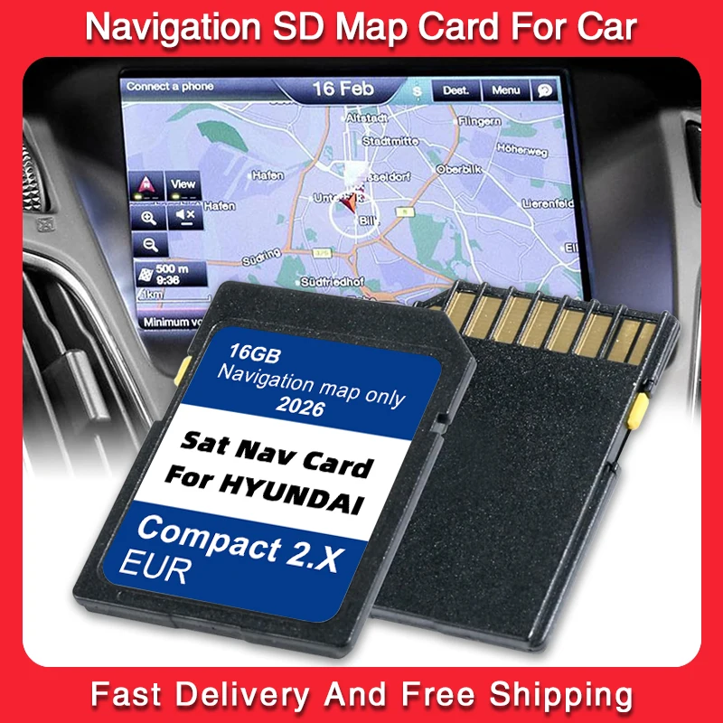 

Карта SD-карты для навигаторов Hyundai H1, i20, Santa Fe, Grand Santa Fe, Tucson: Европа, Великобритания, версия 2026, обновление данных, навигация GEN2