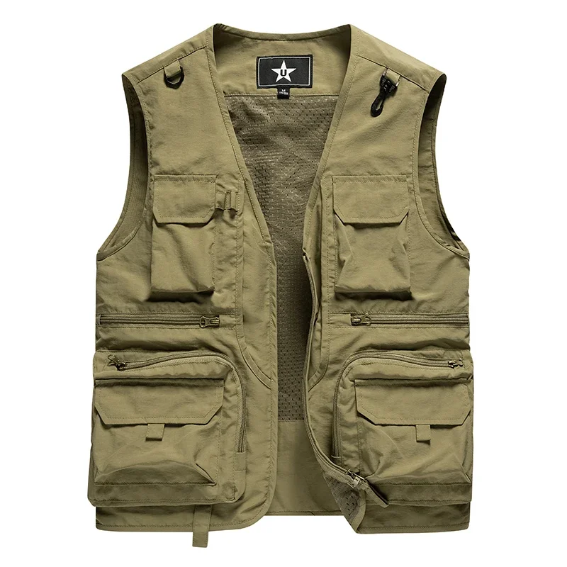 Multiple Pockets New Men Thin US Tactical Hiking Fishing Vest Mens Photographer Waistcoat Mesh Cargo Sleeveless Jacket Tool Vest