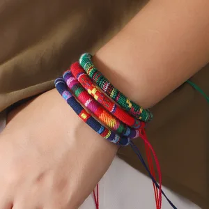Kumaş bilezikler, erkekler ve kadınlar için bohem, rastgele kumaş, renk, sanat ve dostluk bileziği, sörf ve 2 stil, 24 Adet Sörf için 6 büyük satış bilek kayışı - no. 3
