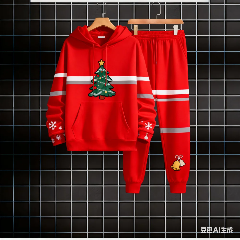 

Men's sweatshirt set autumn 3D Santa Claus pattern hoodies for man new in hoodies & sweatshirts Hoodie two-piece set y2k clothes