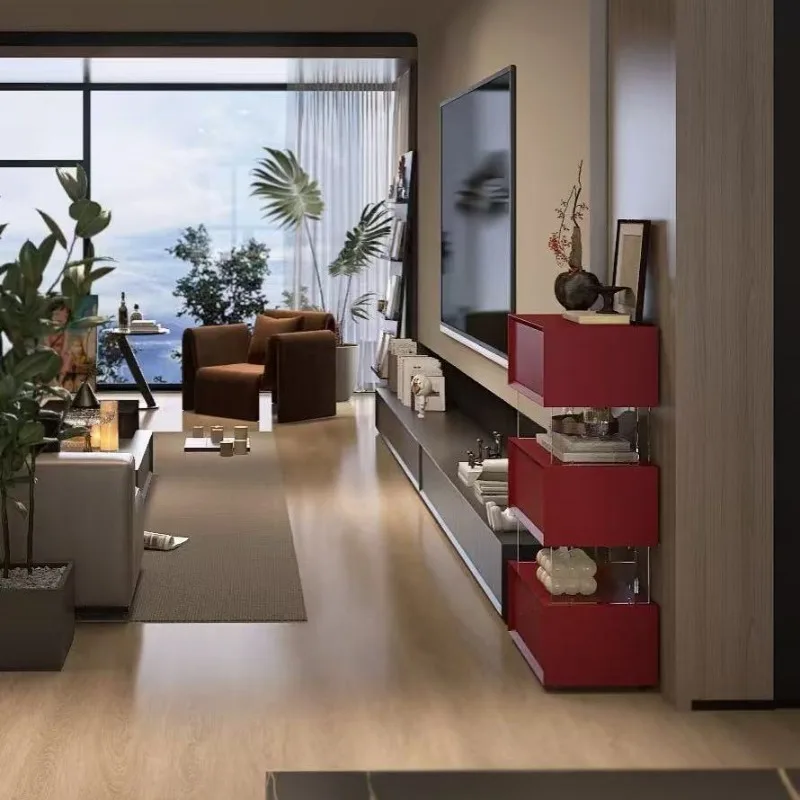 Suspended chest of drawers Italian minimalist living room simple modern storage, drawer piano paint