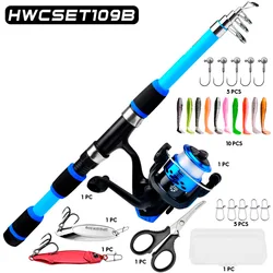 26pcs/set Fishing Pole Set Full Kits With Telescopic Fishing Rod And Spinning Reel Baits Hooks fishing tackle full set equipment