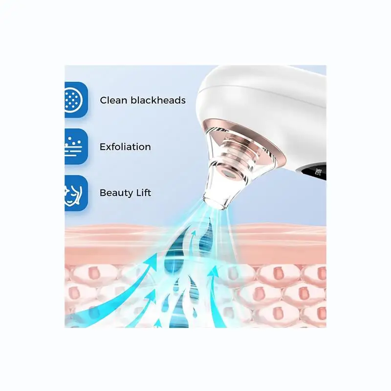 -A65I Limpiador de poros faciales Removedor de espinillas para pieles sensibles con kit de acero inoxidable de 4 cabezales extraíbles