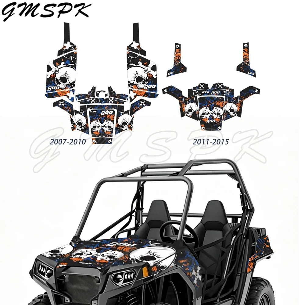 UTV Full Fairing Graphics Decals Sticker Kit Fit for POLARIS Ranger RZR 800 2007-2010 2011 2012 2013 2014 2015 Number Customized