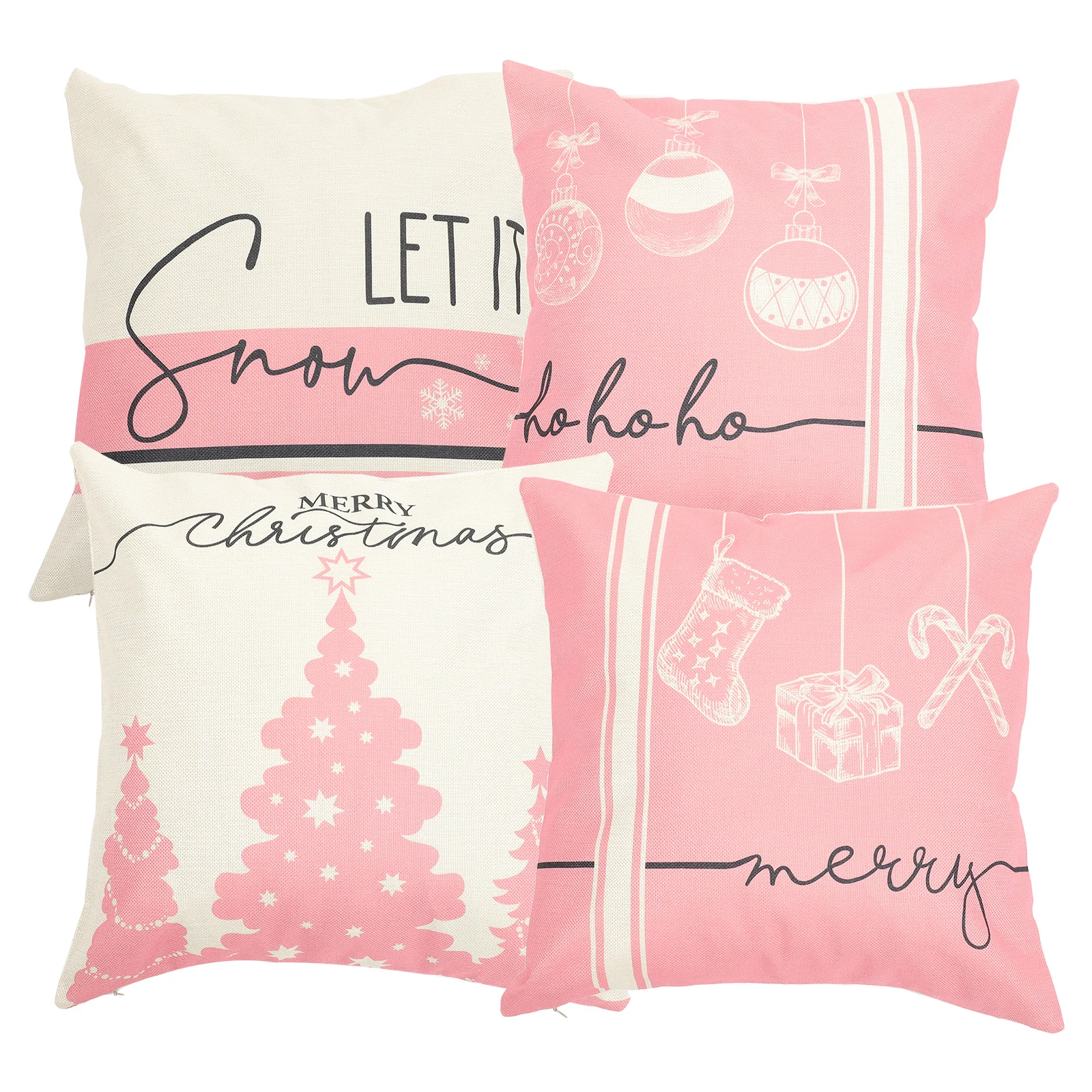 

4Pcs Pillow Covers Christmas Decorative Cushion Cover for Sofa Bed Chair Holiday Throw Pillows Washable Polyester Winter Home