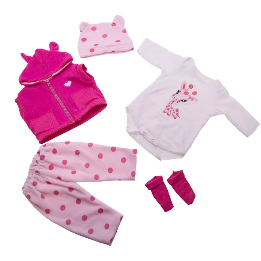 For New Baby Doll Clothes White Clothes + Hat + Vest + Socks + Pants Set For 17-20 Inch Girl Doll Toys Doll Outfits Reborn