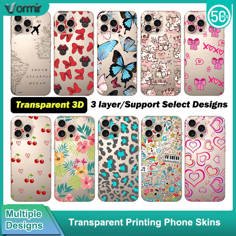 

VORMIR 50pcs 3D Printing Transparent Phone Back Film Material for Cutting Plotter Back Cover Skin Stuckers for Cellphones