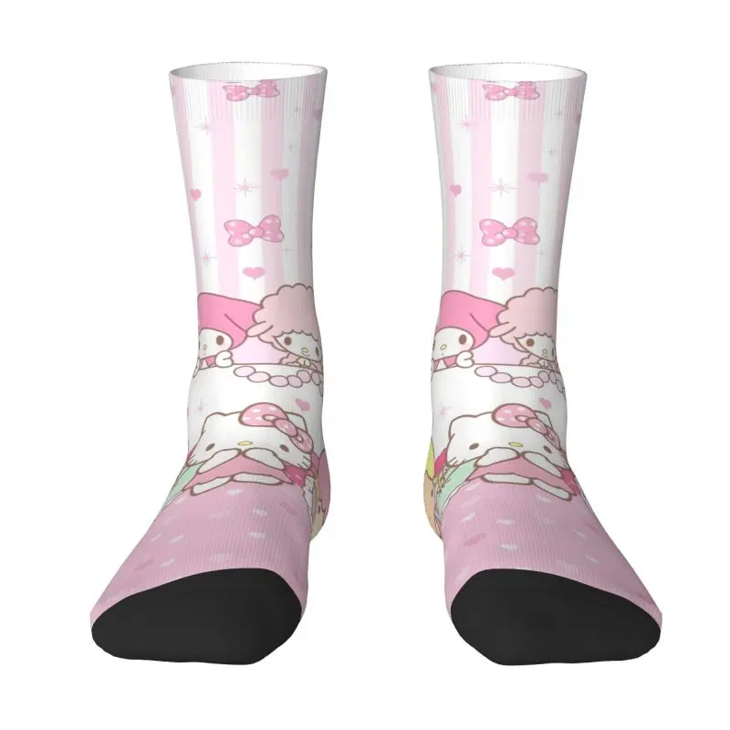 Custom Little Twin Stars Sanrio Cartoon Kiki Lala Men's Crew Socks Unisex Fashion Spring Summer Autumn Winter Dress Socks