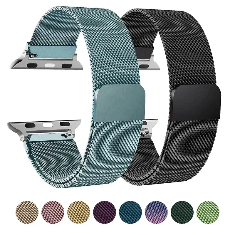 Миланский ремешок-петля для Apple Watch Ремешок Ultra2 49 мм 46 мм 45 мм 44 мм 41 мм 40 мм Металлический браслет iwatch серии 7 8 9 10 SE