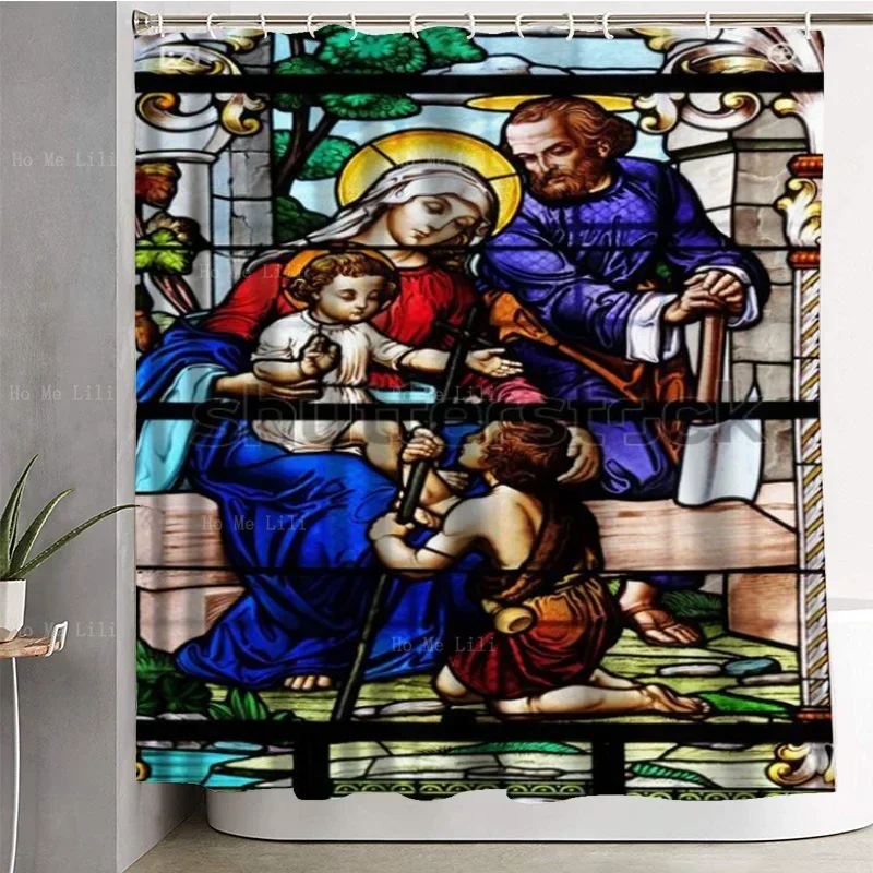 The Fall And Redemption Of Man And The Holy Family With The Baptist Shower Curtain By Ho Me Lili For Bathroom Decor