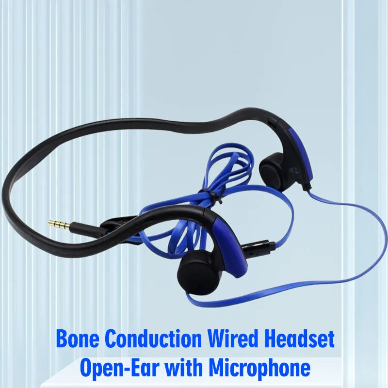 Bone Conduction Wired Headphones Open-Ear 3.5mm Audio Jack Noice Reduction Earbuds with Microphone for Mobile Phone Notebook PC