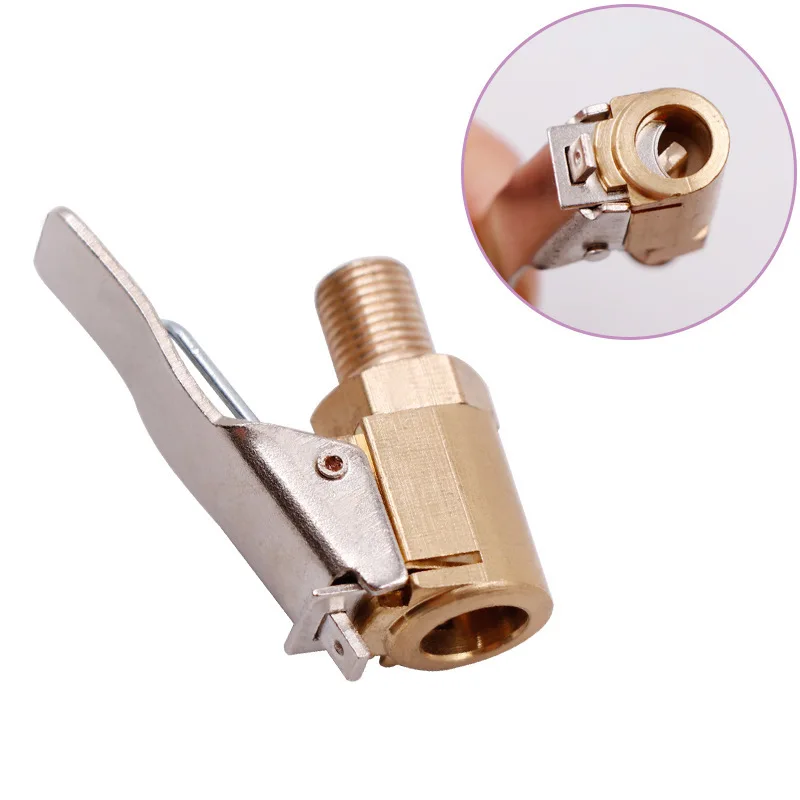 Novo avançado pneu de carro ar chuck inflator bomba válvula conector clip-on adaptador carro bronze 8mm válvula da roda do pneu para bomba inflável