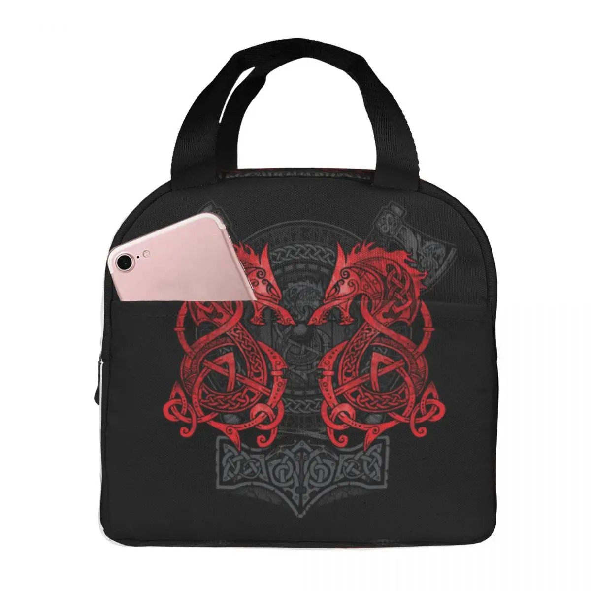 Fighting Fenrir Viking Nordic Monster Wolf Insulated Lunch Bags for Women Portable Thermal Cooler Food Lunch Box School Travel
