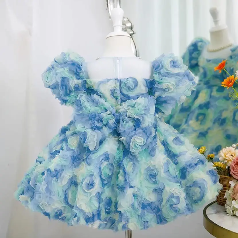 Baby Spanish Lolita Princess Ball Gown Floral Stitching Beading Design Birthday Baptism Party Easter Eid Dresses For Girls A2527