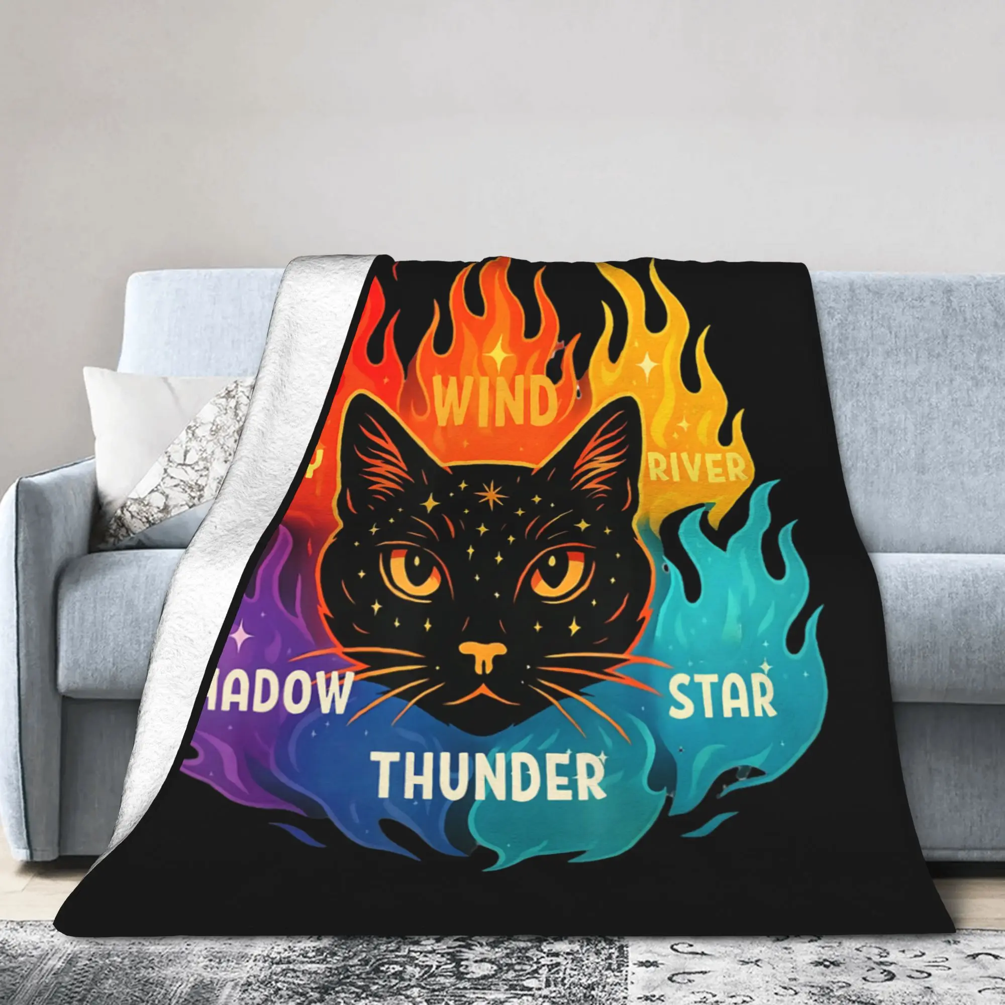Warriors Wind Shadow Thunder Sky Cat Knitted Blankets FireStar Flannel Bedding Throw Blanket Bedroom Printed Decoration Portable
