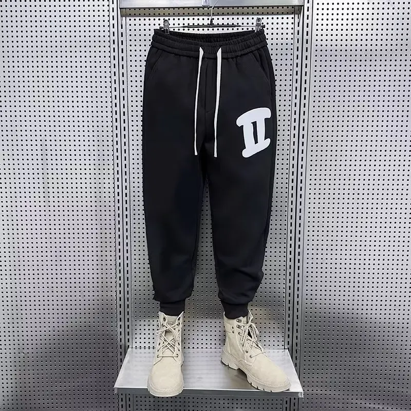 Autumn Men's Cotton Sport Pants High Street Joggers Trousers 9-Minute Sweatpants Fashionable Men's Clothing 2024