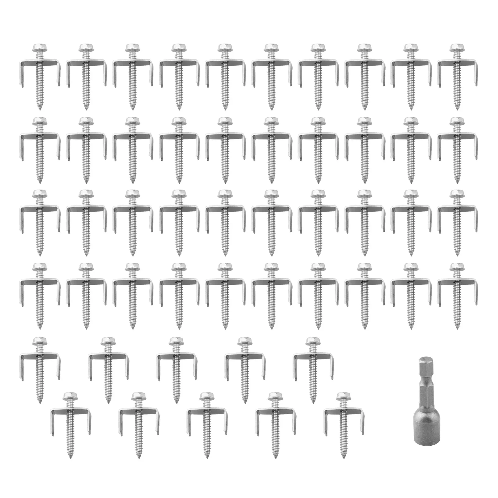 

Effortless Installation with 50PCS of 304 Stainless Steel Fence Staples for Wood and Woven Fences Includes Hex Adapter