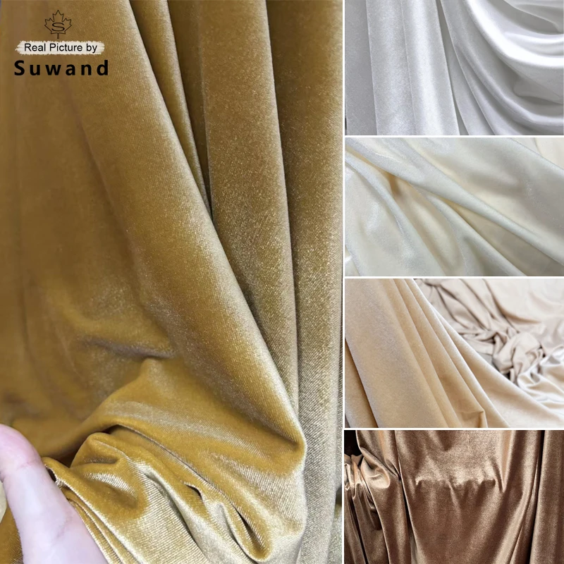 

White Ivory Cream Velvet Fabric for Evening Dress Gown Backdrops Party Decoration Curtains Cloth Sewing Material Wide 175cm