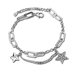 BOCAI New Necklace With Diamond Inlay S925 Silver Jewelry Personalized Fashion Temperament Versatile Pendant Bracelet for Women