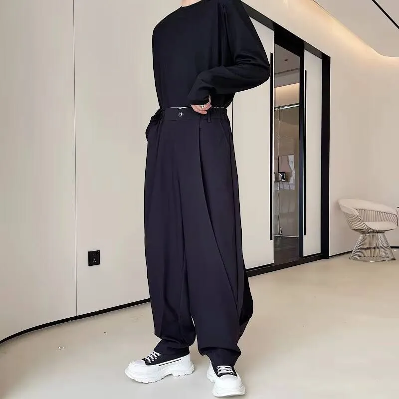 

Новые осенние и широкие весенние мужские брюки, корейские индивидуальные двухслойные дизайнерские модные популярные большие брюки для отдыха