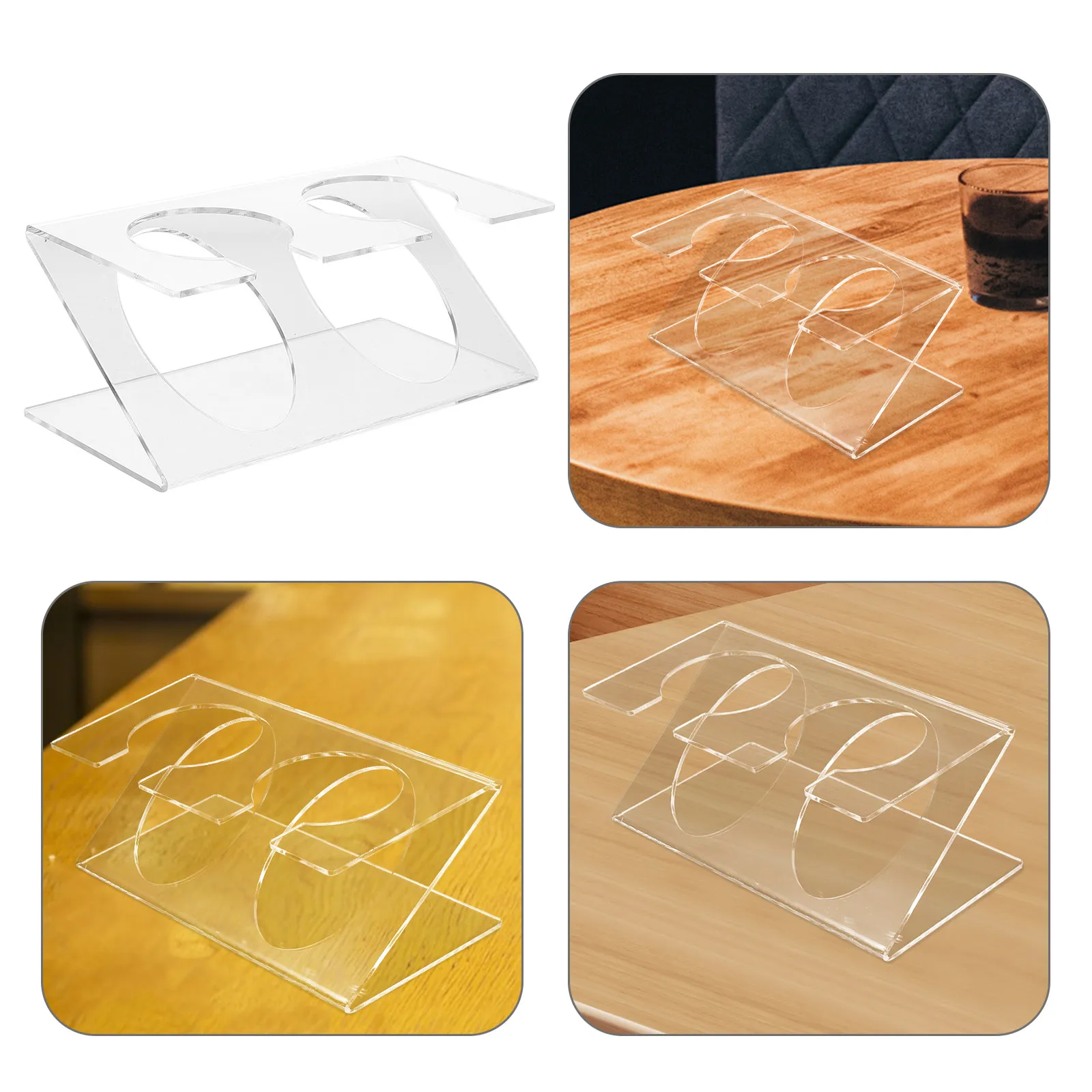 Acrylic Coffee Bean Vial Display Rack 2-Tube Clear Test Tube Holder for Dosing Storage Tea Leaves Seasoning Organizer Kitchen